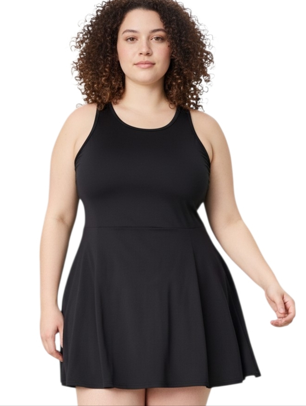 Xersion Women's XL Black Quick-Dri Built-in Bra Athletic Tennis Tank Dress $50